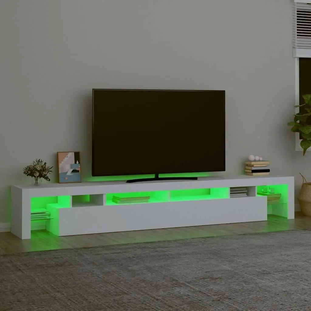 TV Cabinet RGB LED Lights White Storage Unit 260x36.5x40cm Engineered Wood
