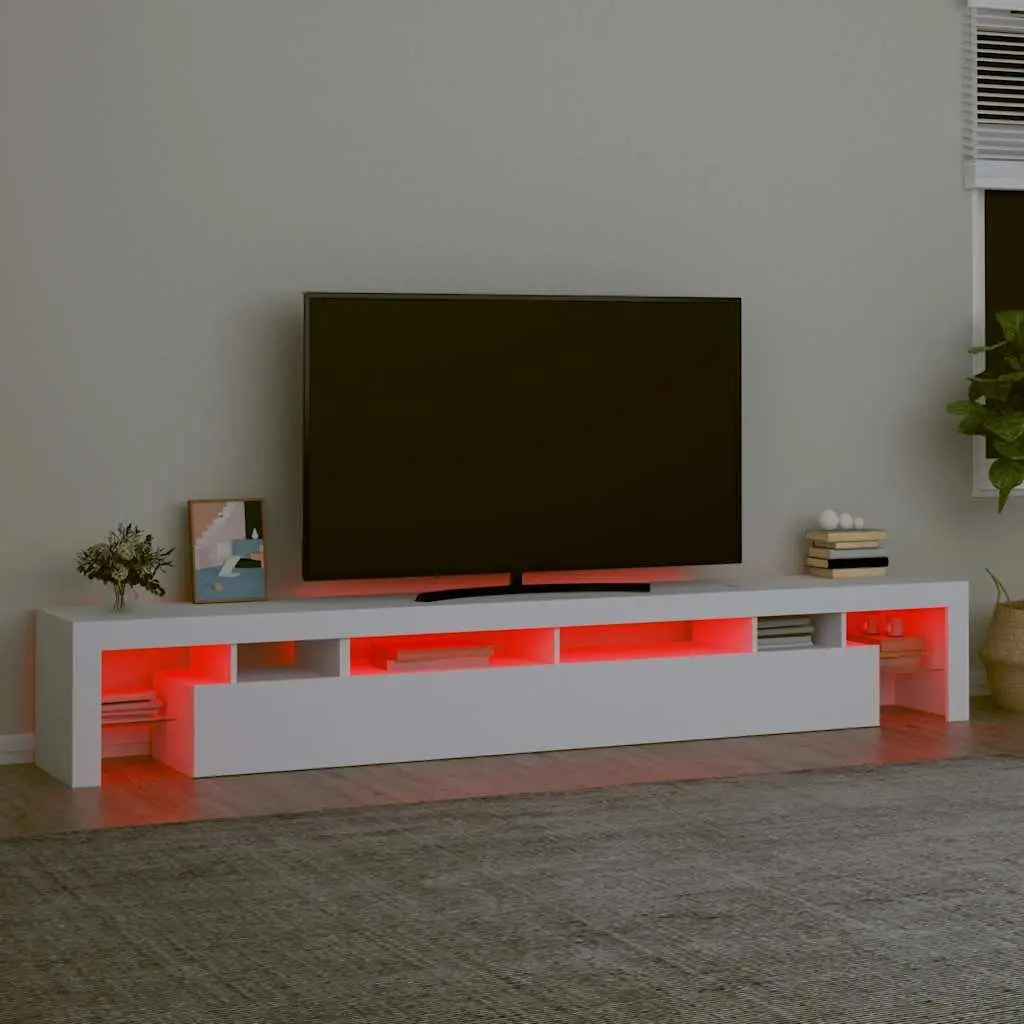 TV Cabinet RGB LED Lights White Storage Unit 260x36.5x40cm Engineered Wood