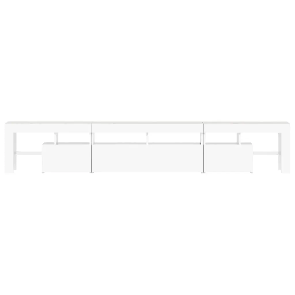 TV Cabinet White Modern 230cm Engineered Wood with RGB LED Lights