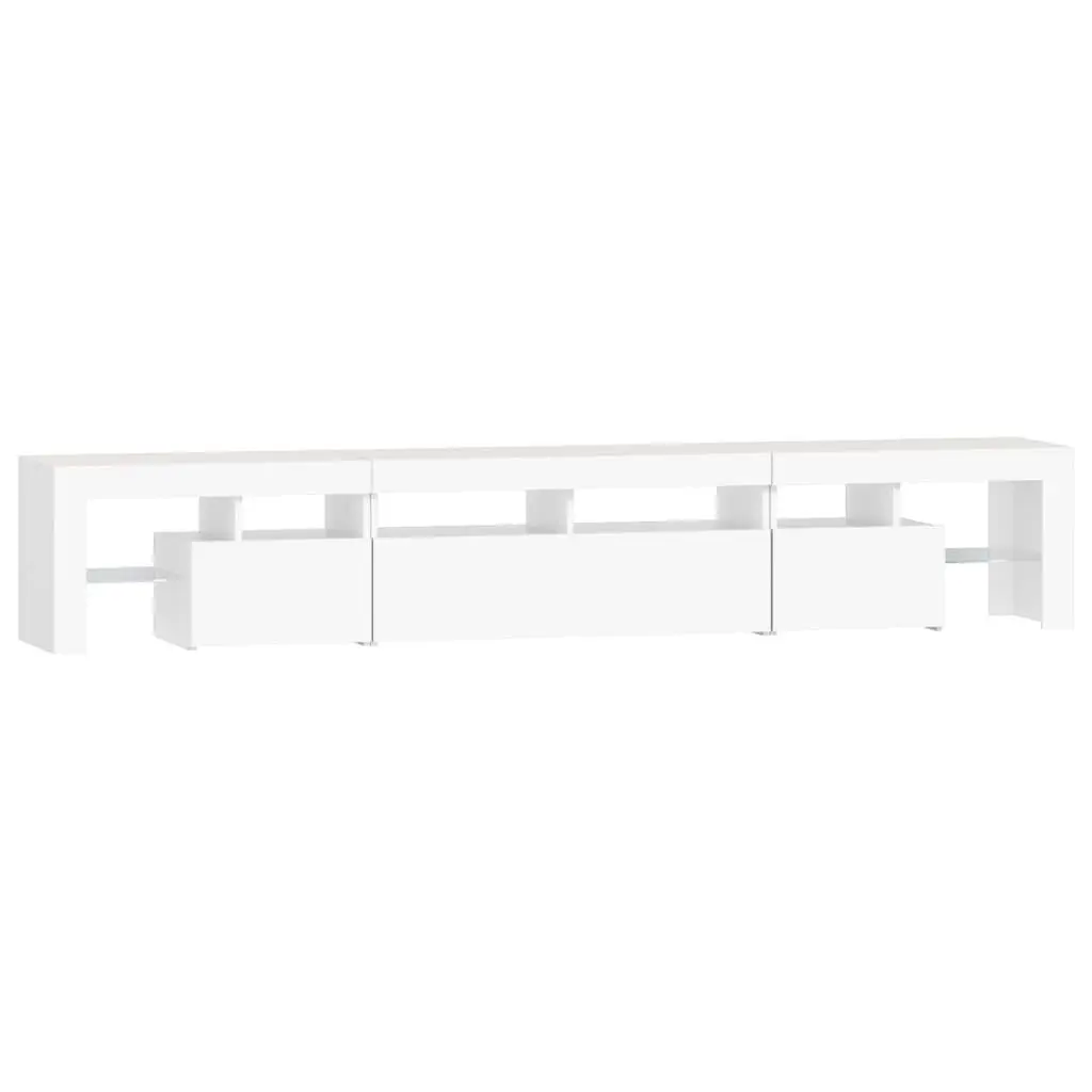 TV Cabinet White Modern 230cm Engineered Wood with RGB LED Lights