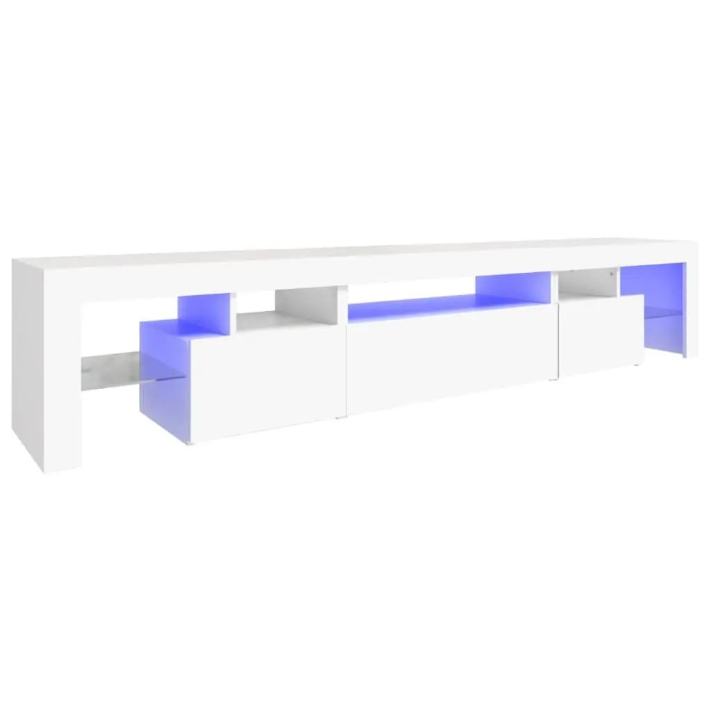 TV Cabinet Modern White 215x36.5x40 cm Engineered Wood with RGB LED Lights