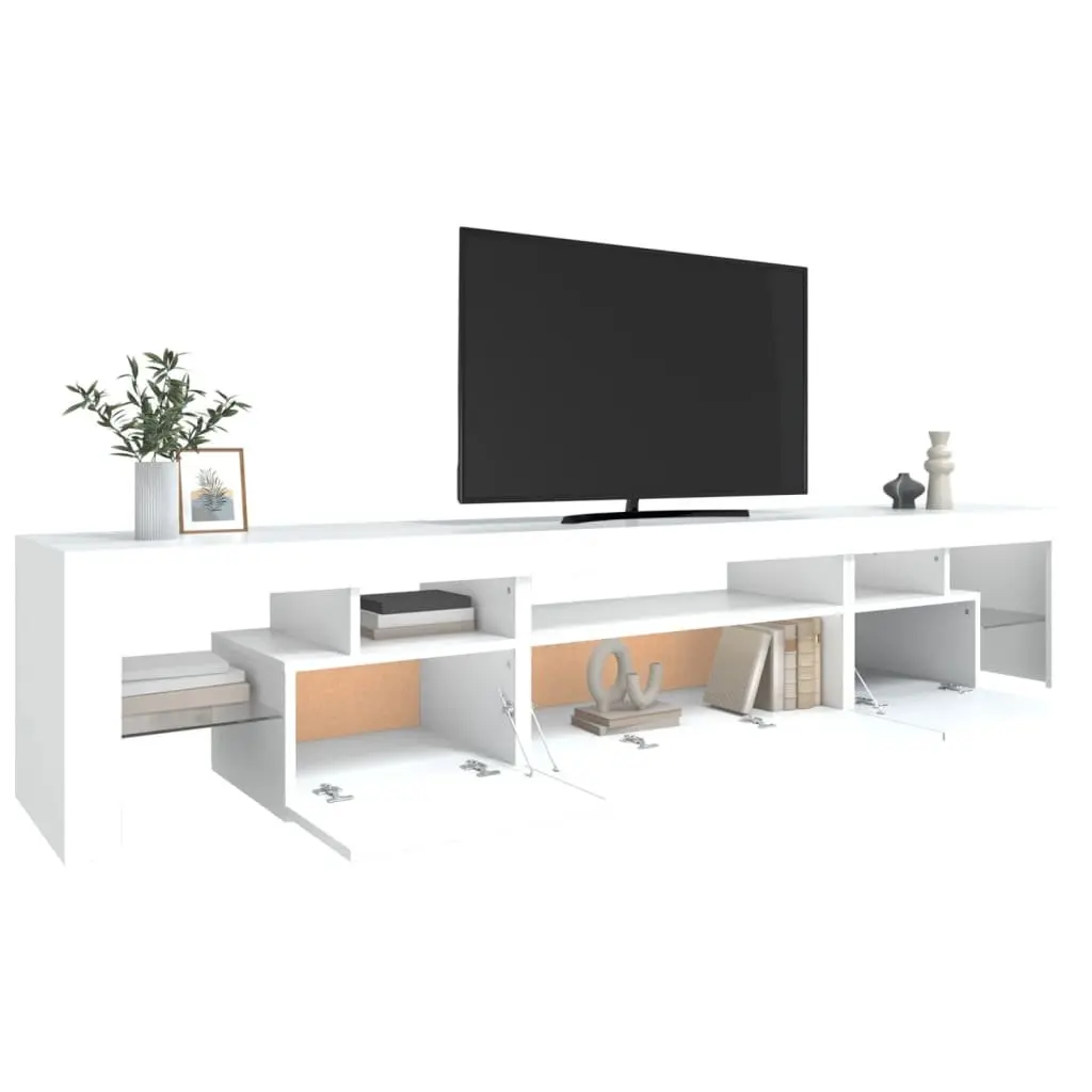 TV Cabinet Modern White 215x36.5x40 cm Engineered Wood with RGB LED Lights