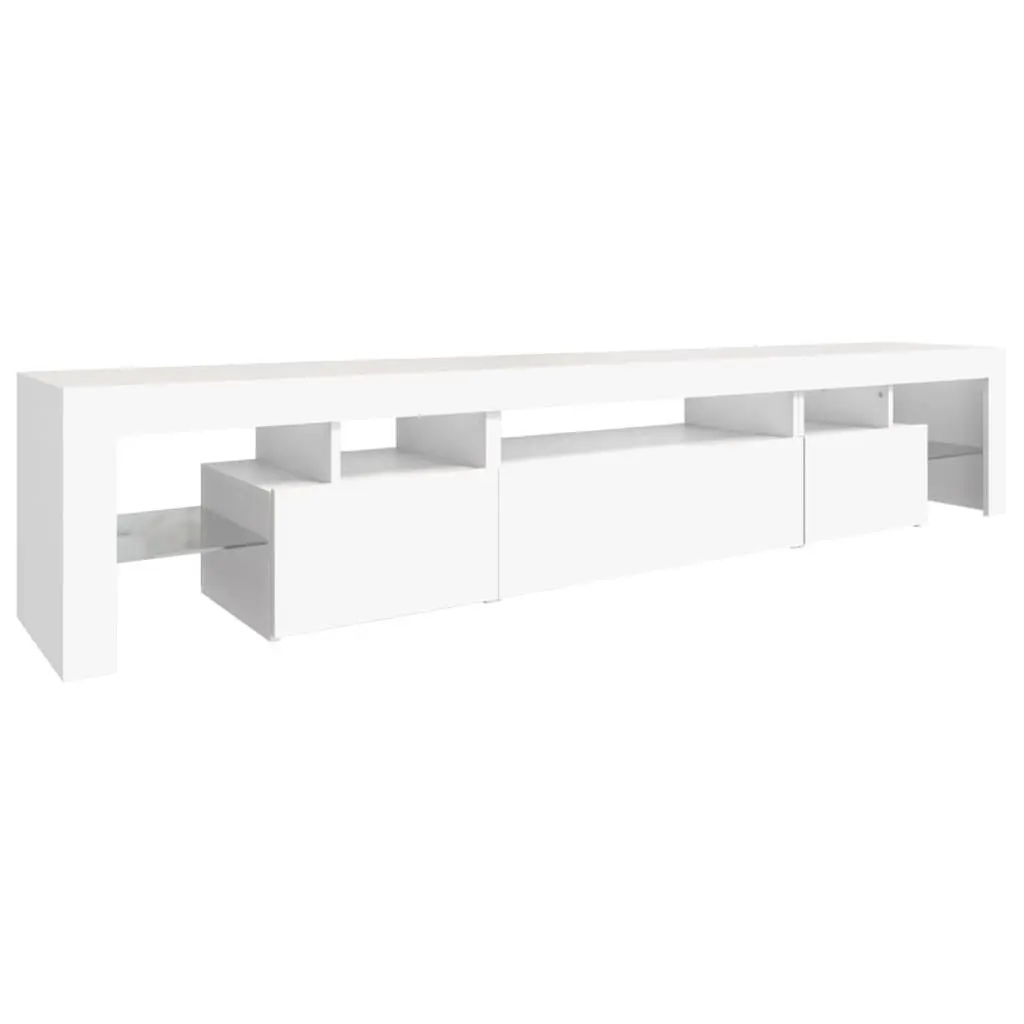 TV Cabinet Modern White 215x36.5x40 cm Engineered Wood with RGB LED Lights