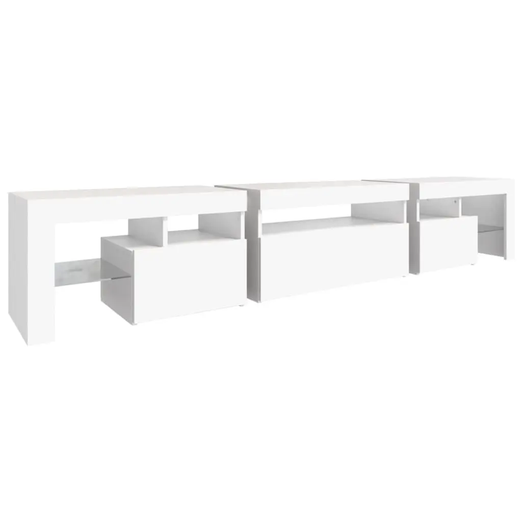 TV Cabinet Modern White 215x36.5x40 cm Engineered Wood with RGB LED Lights