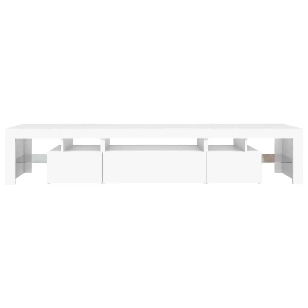 TV Cabinet Modern White 215x36.5x40 cm Engineered Wood with RGB LED Lights