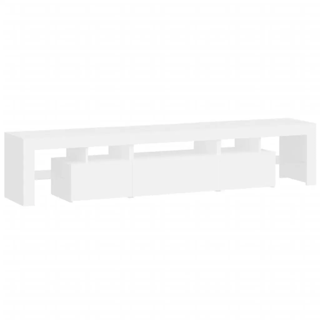 White Modern TV Cabinet with RGB LED Lights 200cm
