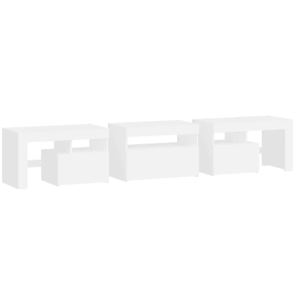 White Modern TV Cabinet with RGB LED Lights 200cm
