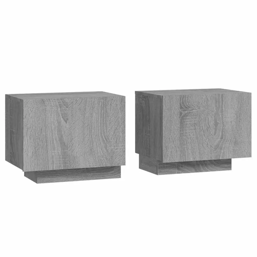 Grey Bedside Table Engineered Wood Storage Nightstand 100x35x40cm