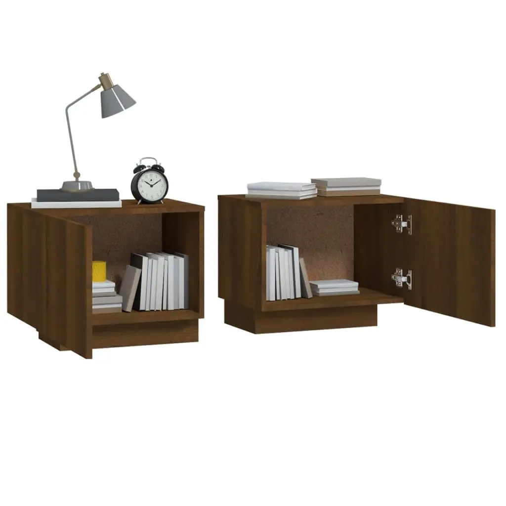 Brown Oak Bedside Cabinet 100x35x40 cm Nightstand