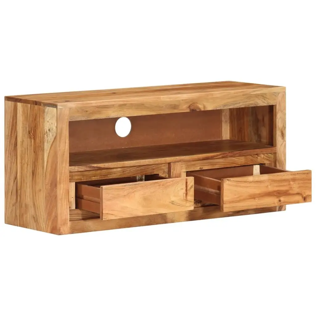 Acacia Wood TV Cabinet Storage Unit 88x30x40 cm Brown with Drawers and Shelf for Living Room Entertainment Area