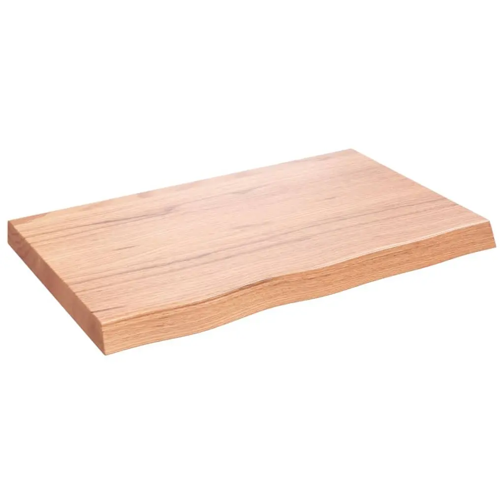 Table Top Brown Solid Oak Wood Live Edge 80x50x6cm Varnished