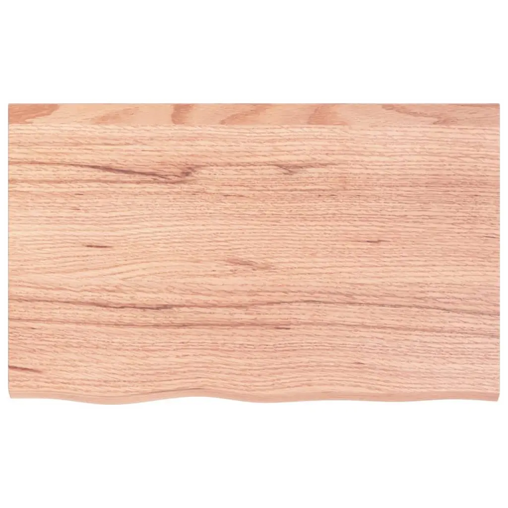 Table Top Brown Solid Oak Wood Live Edge 80x50x6cm Varnished