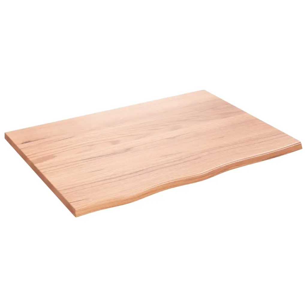 Table Top Solid Oak Wood Light Brown 80x60x2 cm Varnished Handcrafted Live Edge