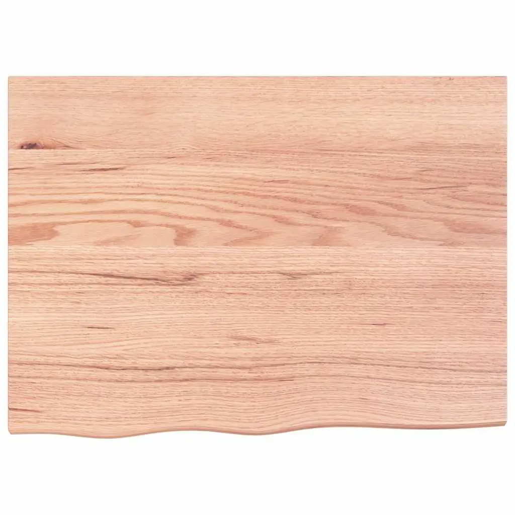 Table Top Solid Oak Wood Light Brown 80x60x2 cm Varnished Handcrafted Live Edge