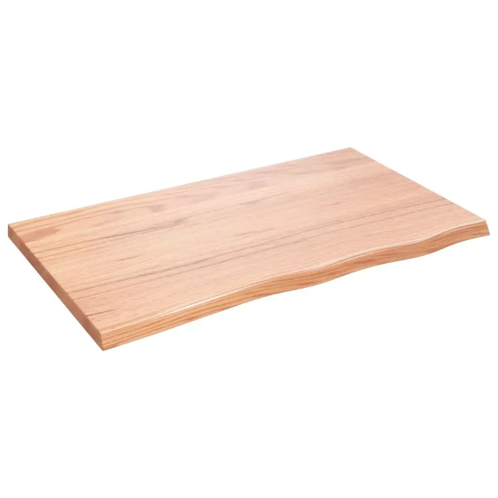 Wooden Table Top Light Brown 100x60x4 cm Solid Oak Treated Live Edge Replacement