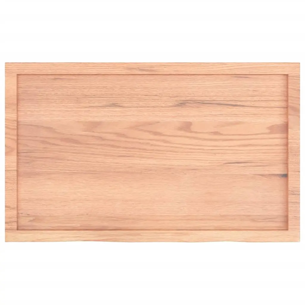Wooden Table Top Light Brown 100x60x4 cm Solid Oak Treated Live Edge Replacement