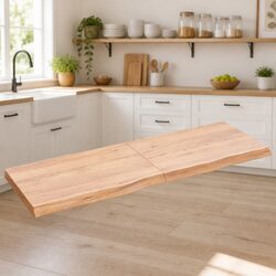 Folding Solid Oak Wood Table Top with Live Edge 120x40x4cm
