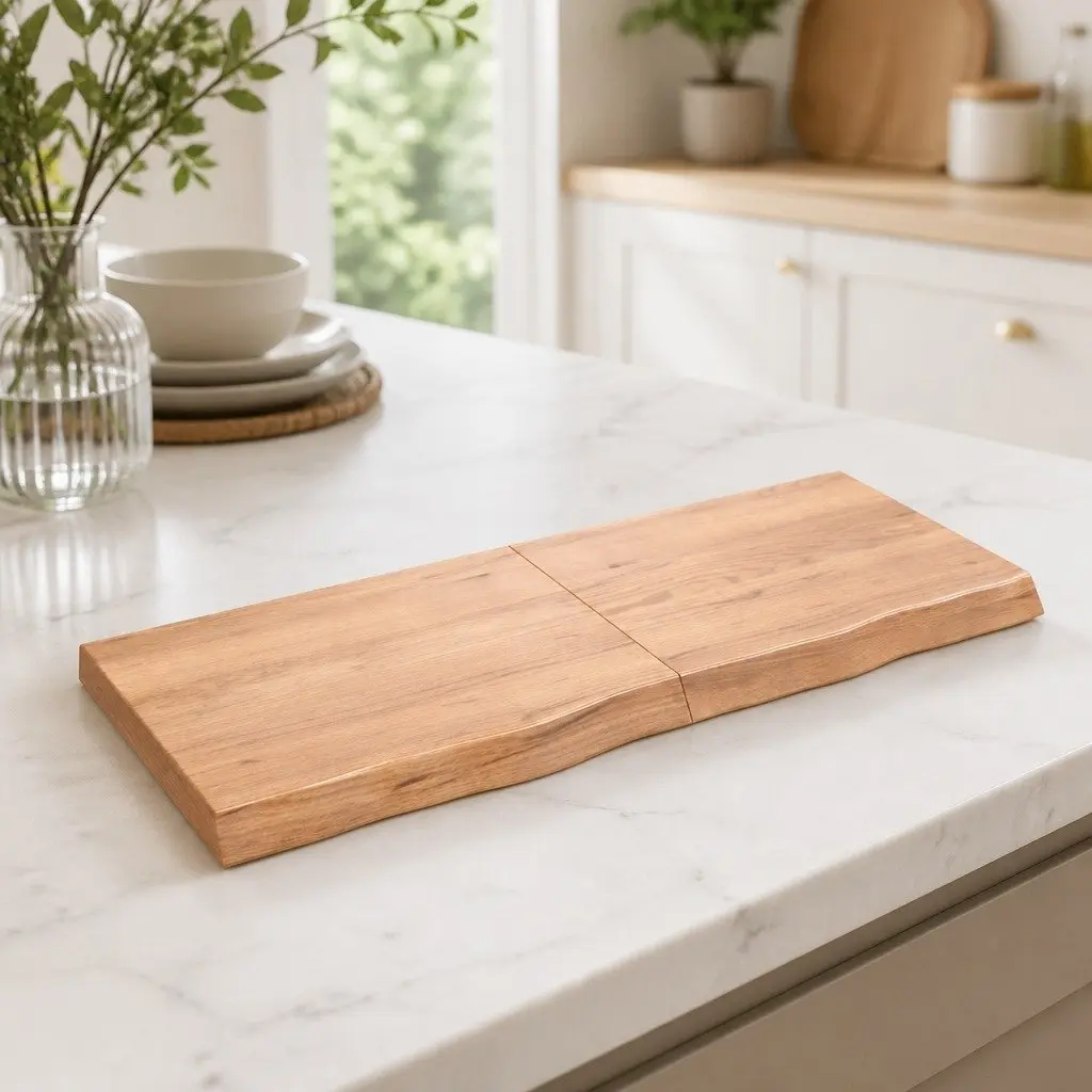 Solid Oak Wood Tabletop with Live Edge for Easy Use