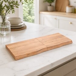 Solid Oak Wood Tabletop with Live Edge for Easy Use