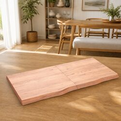 Light Brown Solid Oak Wood Folding Table Top 120x60cm