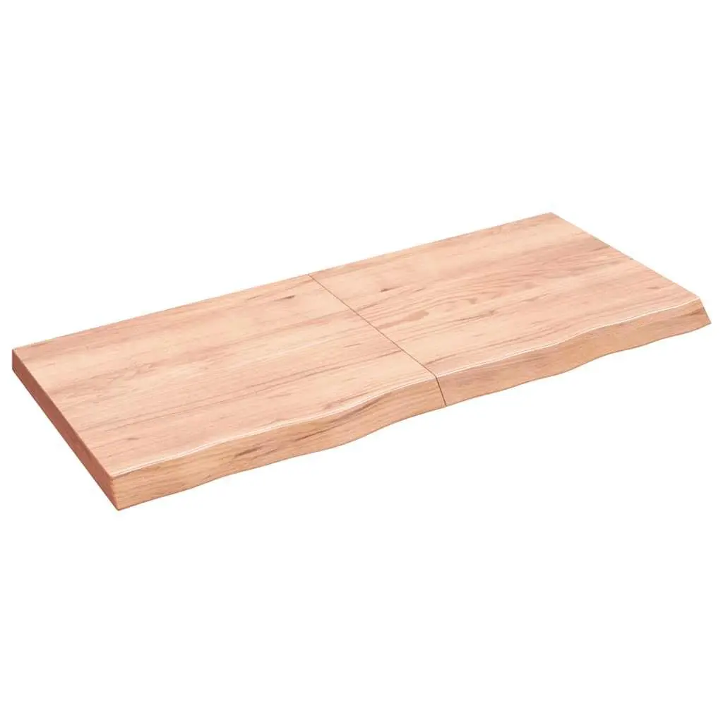 Wooden Table Top Solid Oak Brown 140x60x6 cm Live Edge Handmade Varnished