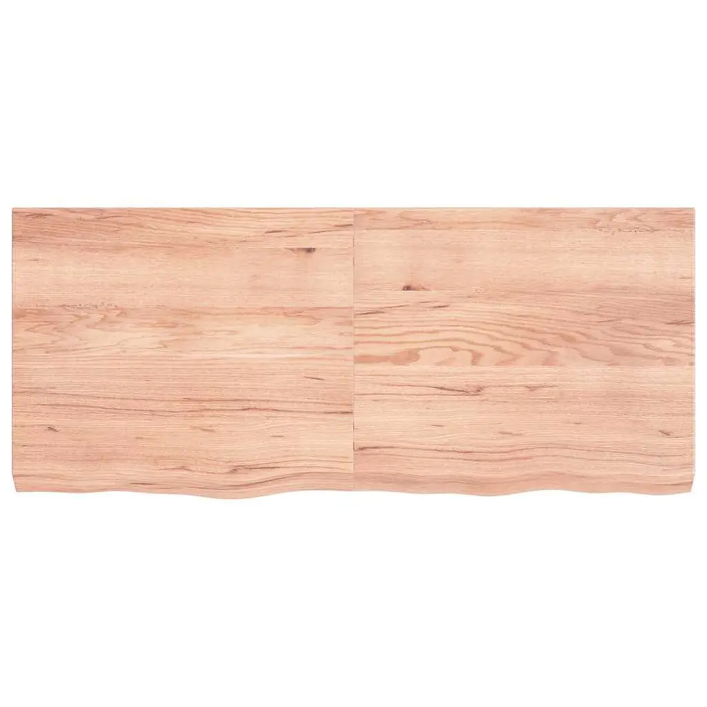 Wooden Table Top Solid Oak Brown 140x60x6 cm Live Edge Handmade Varnished