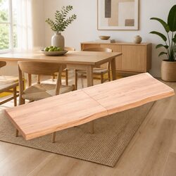 Brown Solid Oak Folding Table Top 180x60 cm Live Edge