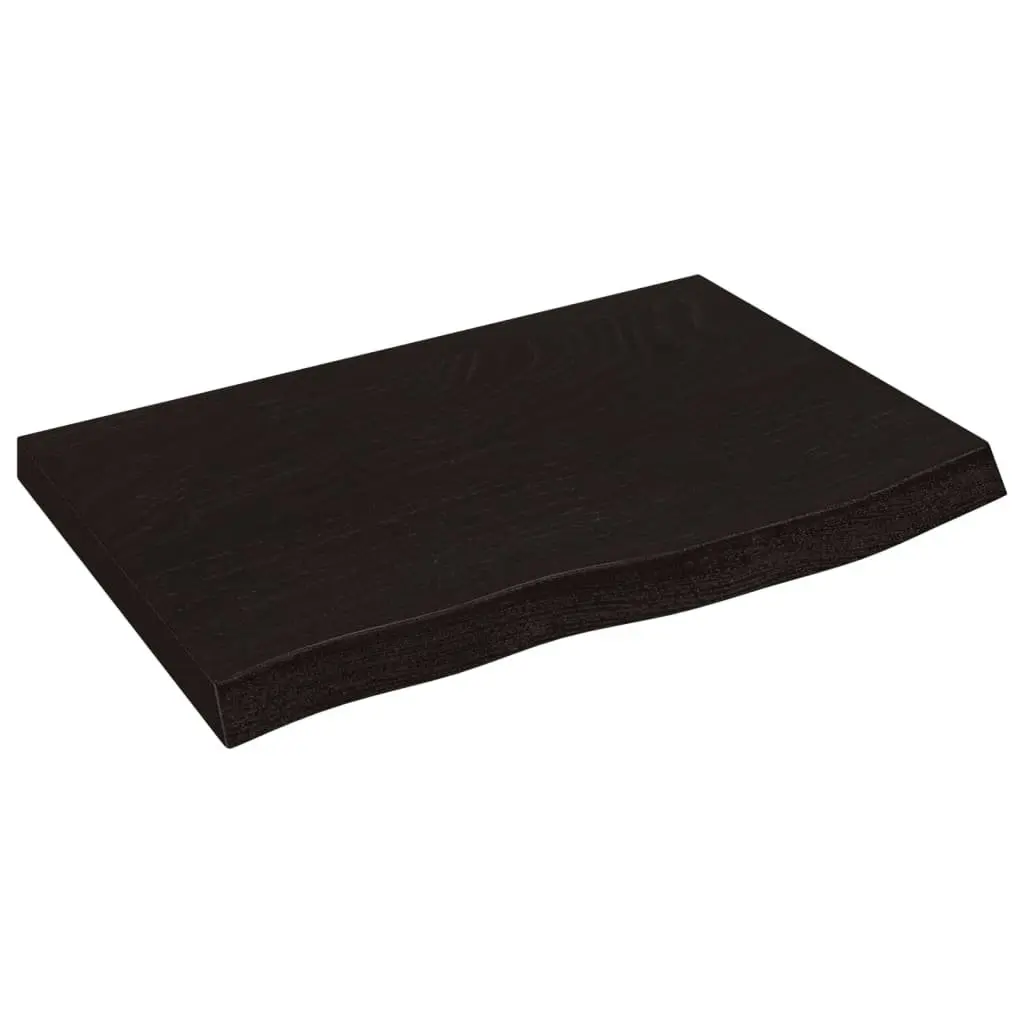 Table Top Dark Brown Treated Solid Oak Wood 60x40x4 cm Replacement