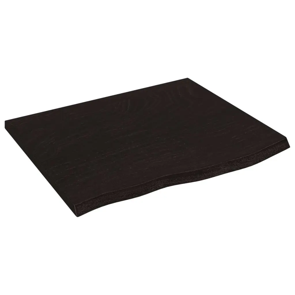 Solid Oak Wood Table Top Dark Brown 60x50x2 cm Handmade Live Edge