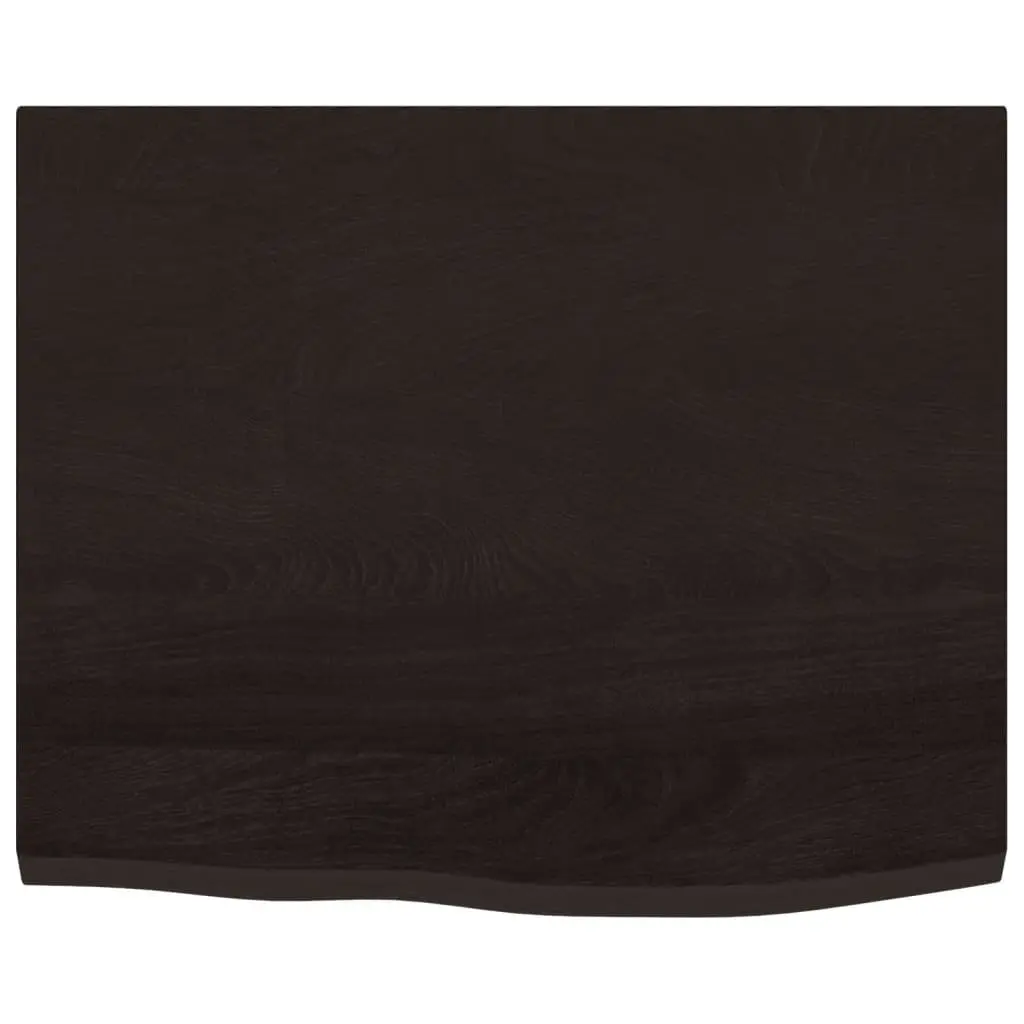 Solid Oak Wood Table Top Dark Brown 60x50x2 cm Handmade Live Edge