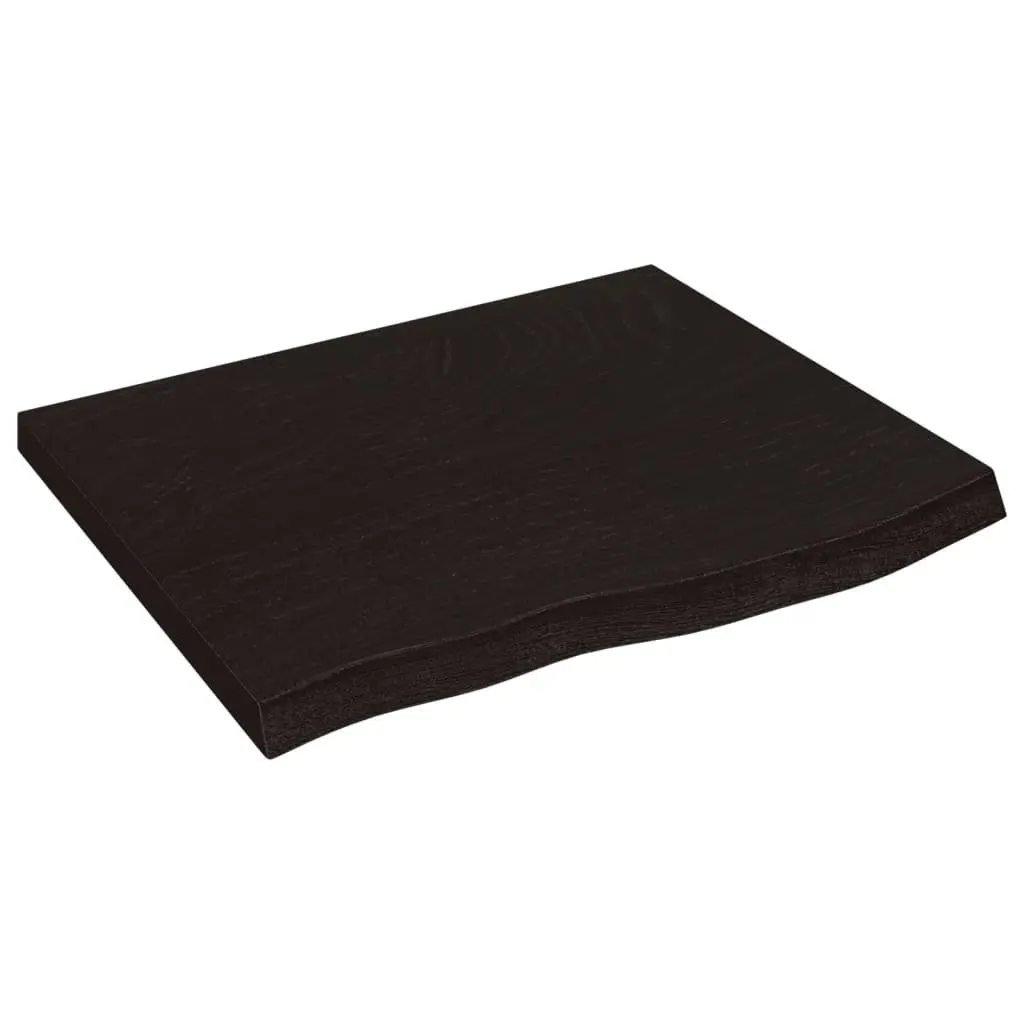 Table Top Dark Brown 60x50x4cm Solid Oak Wood Handmade Live Edge