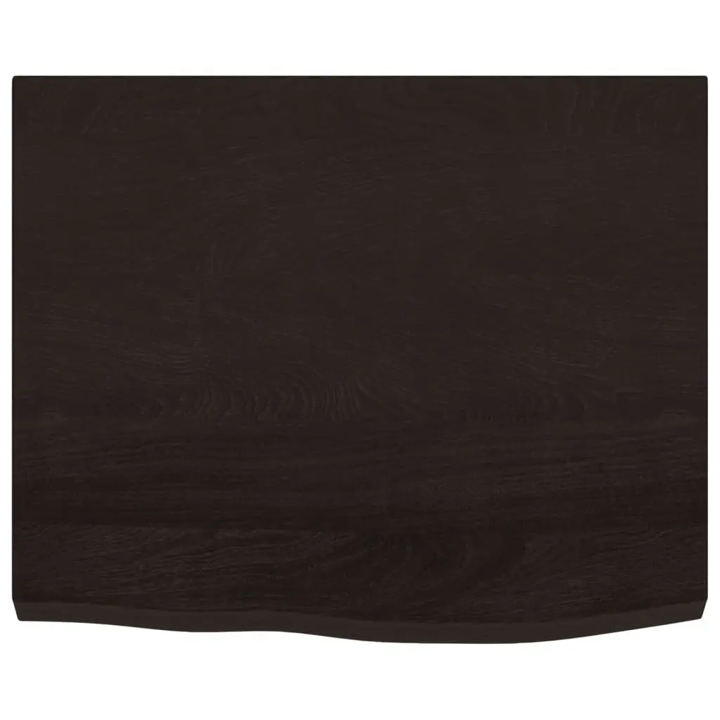 Table Top Dark Brown 60x50x4cm Solid Oak Wood Handmade Live Edge
