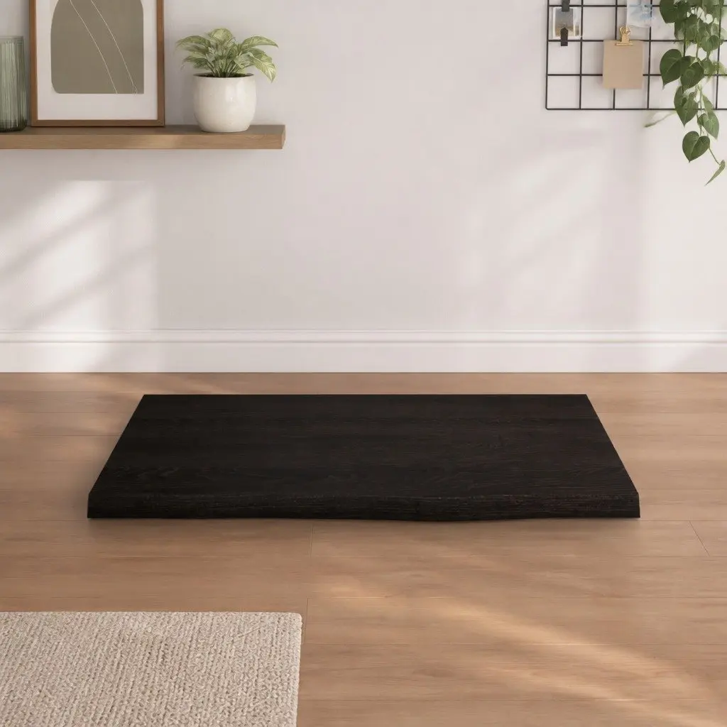 Table Top Dark Brown 60x60x2 cm Solid Oak Wood Handcrafted Live Edge