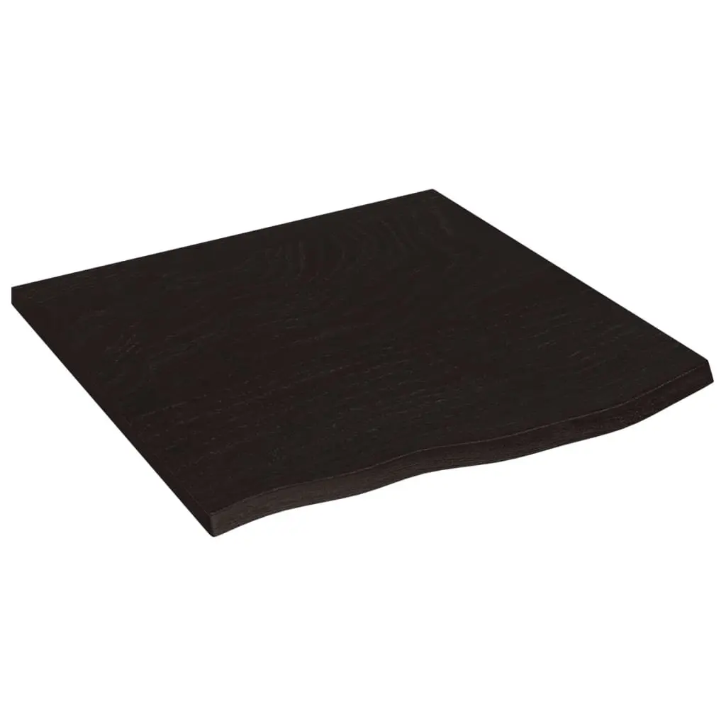 Table Top Dark Brown 60x60x2 cm Solid Oak Wood Handcrafted Live Edge