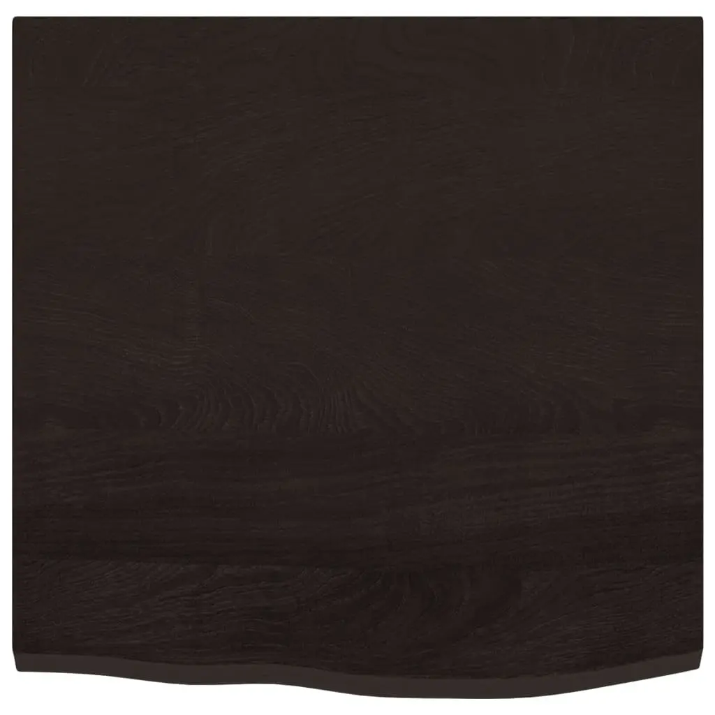 Table Top Dark Brown 60x60x2 cm Solid Oak Wood Handcrafted Live Edge