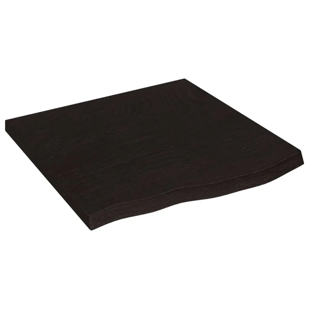 Wooden Table Top Dark Brown 60x60x4 cm Solid Oak Wood Treated Handcrafted Live Edge