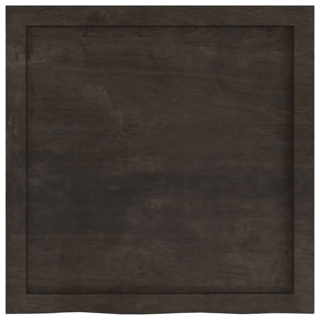 Wooden Table Top Dark Brown 60x60x4 cm Solid Oak Wood Treated Handcrafted Live Edge