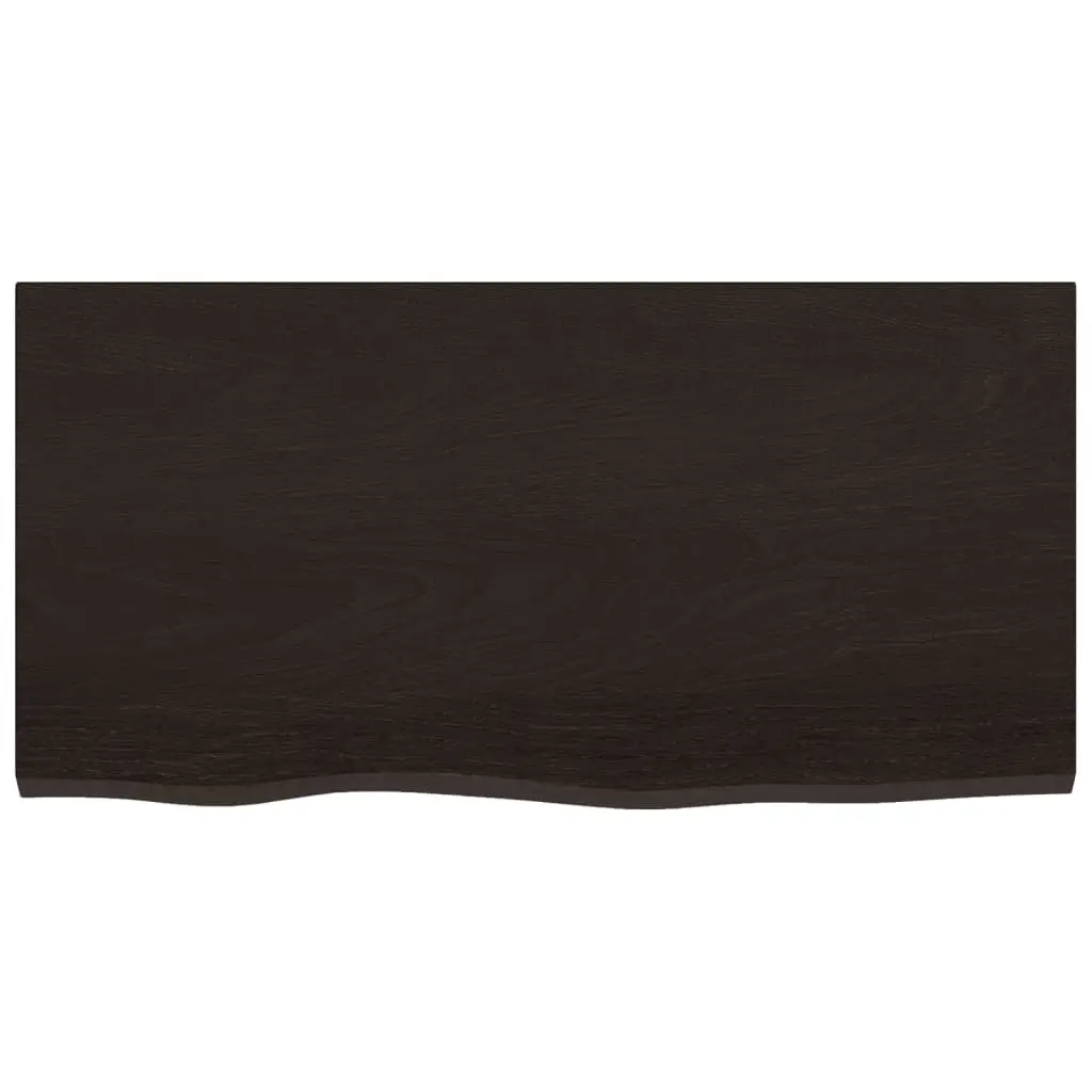 Wooden Table Top Dark Brown 80x40x4 cm Solid Oak Handmade Live Edge