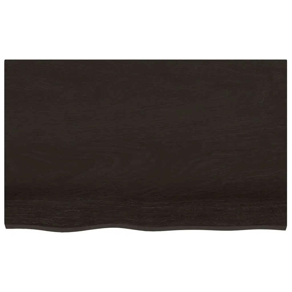 Wooden Table Top Dark Brown 80x50x4 cm Solid Oak Handmade Live Edge