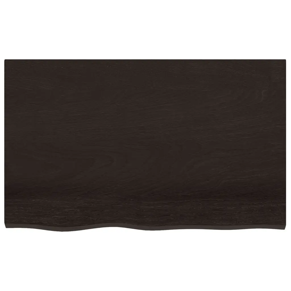 Table Top Dark Brown Solid Oak Wood 80x50x6 cm Treated Handmade Live Edge
