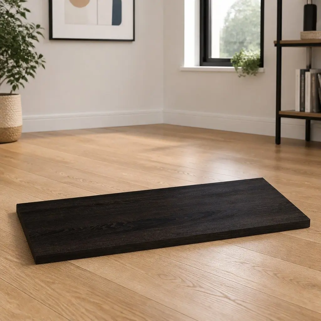 Wooden Table Top Dark Brown 80x60x2 cm Solid Oak Handcrafted Live Edge Replacement Top