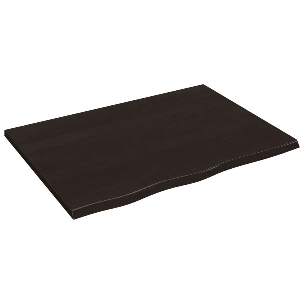Wooden Table Top Dark Brown 80x60x2 cm Solid Oak Handcrafted Live Edge Replacement Top