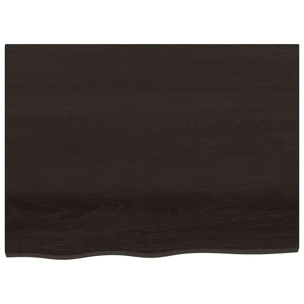 Wooden Table Top Dark Brown 80x60x2 cm Solid Oak Handcrafted Live Edge Replacement Top