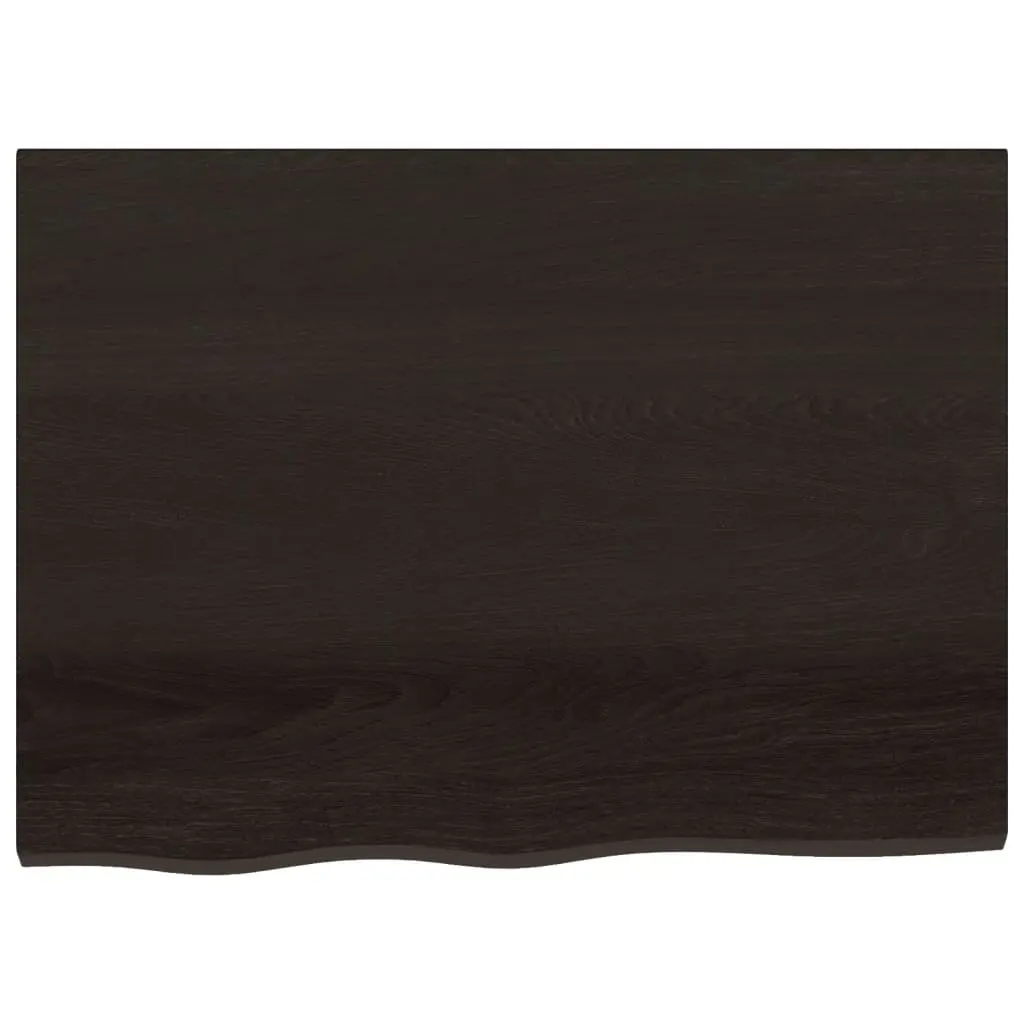 Solid Oak Wooden Table Top in Dark Brown Finish 80x60x6 cm