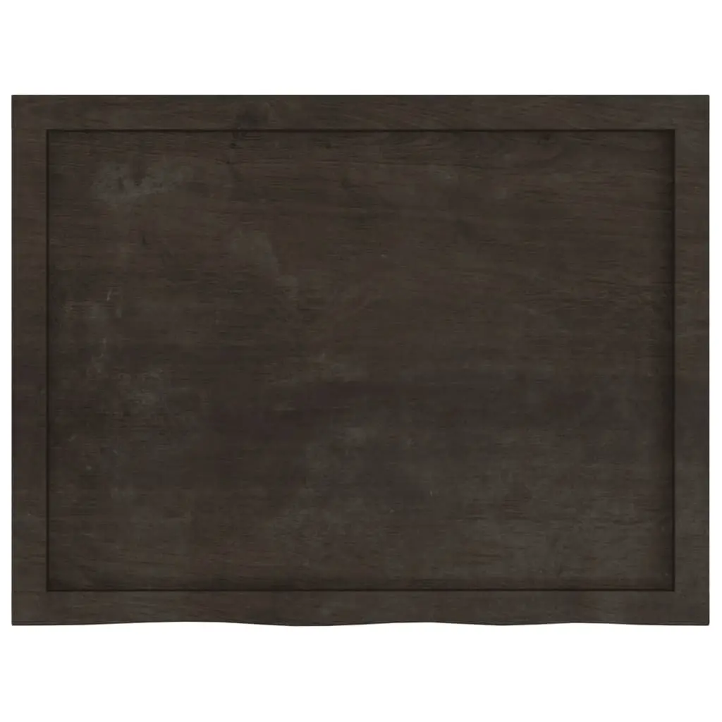 Solid Oak Wooden Table Top in Dark Brown Finish 80x60x6 cm