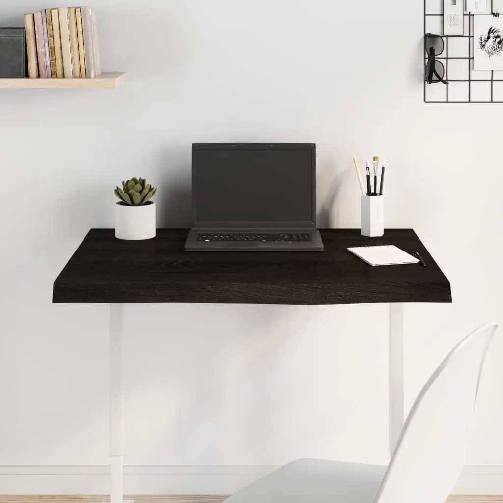 Table Top Solid Oak Wood Dark Brown Treated 100x40x2 cm Replacement Tabletop