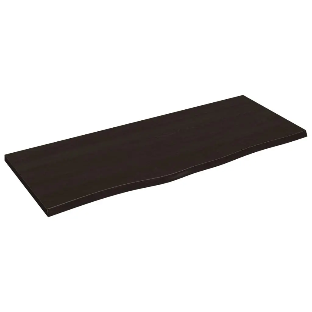 Table Top Solid Oak Wood Dark Brown Treated 100x40x2 cm Replacement Tabletop
