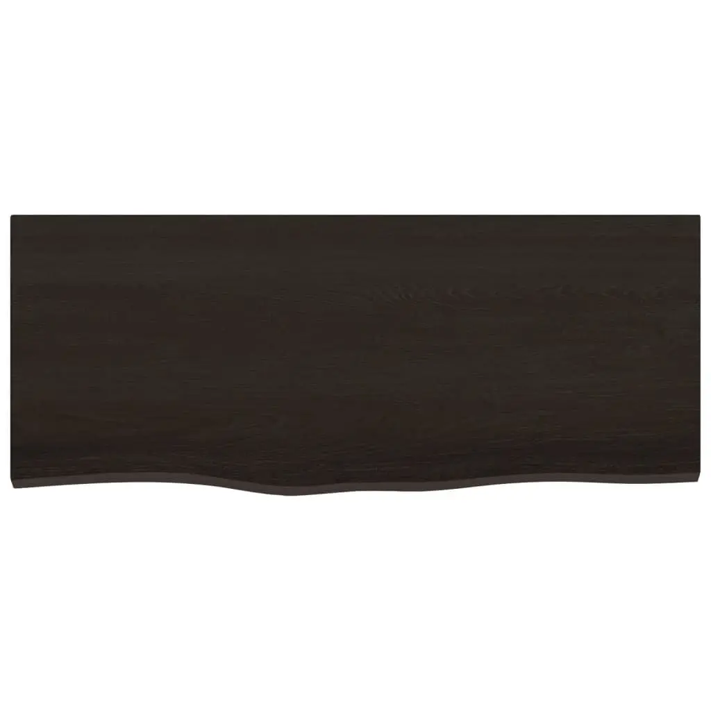Table Top Solid Oak Wood Dark Brown Treated 100x40x2 cm Replacement Tabletop