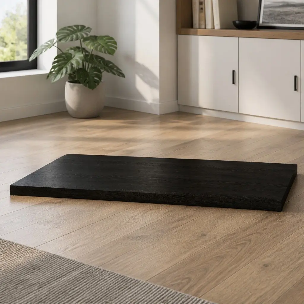 Live Edge Handcrafted Solid Oak Table Top Dark Brown 100x40cm Treated