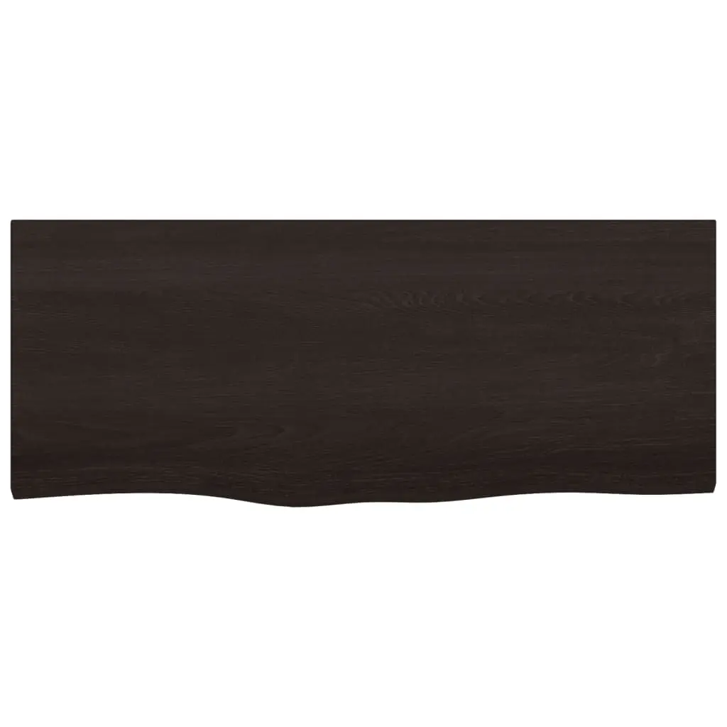 Live Edge Handcrafted Solid Oak Table Top Dark Brown 100x40cm Treated